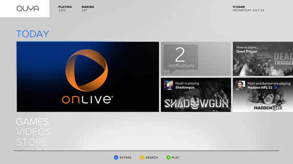 OUYA-pelikonsoli saa tuen OnLive-verkkopelipalvelulta
